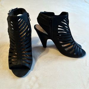 My Delicious Shoes Black Cut Out Stacked Heels